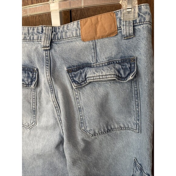 Cotton On Womens High Rise Cargo Wide Leg Jeans Hippie Festival Boho Utility 32 - Picture 5 of 6